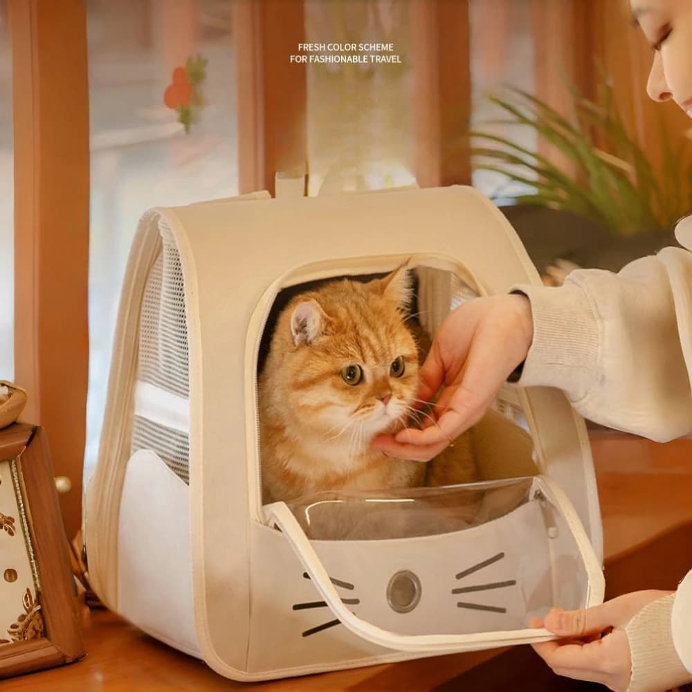 1Pc 35×25×35cm Cat Pet Carrier Backpack Transparent Window Breathable Oxford Foldable Anti-Scratch Cats Bag Portable for Outdoor