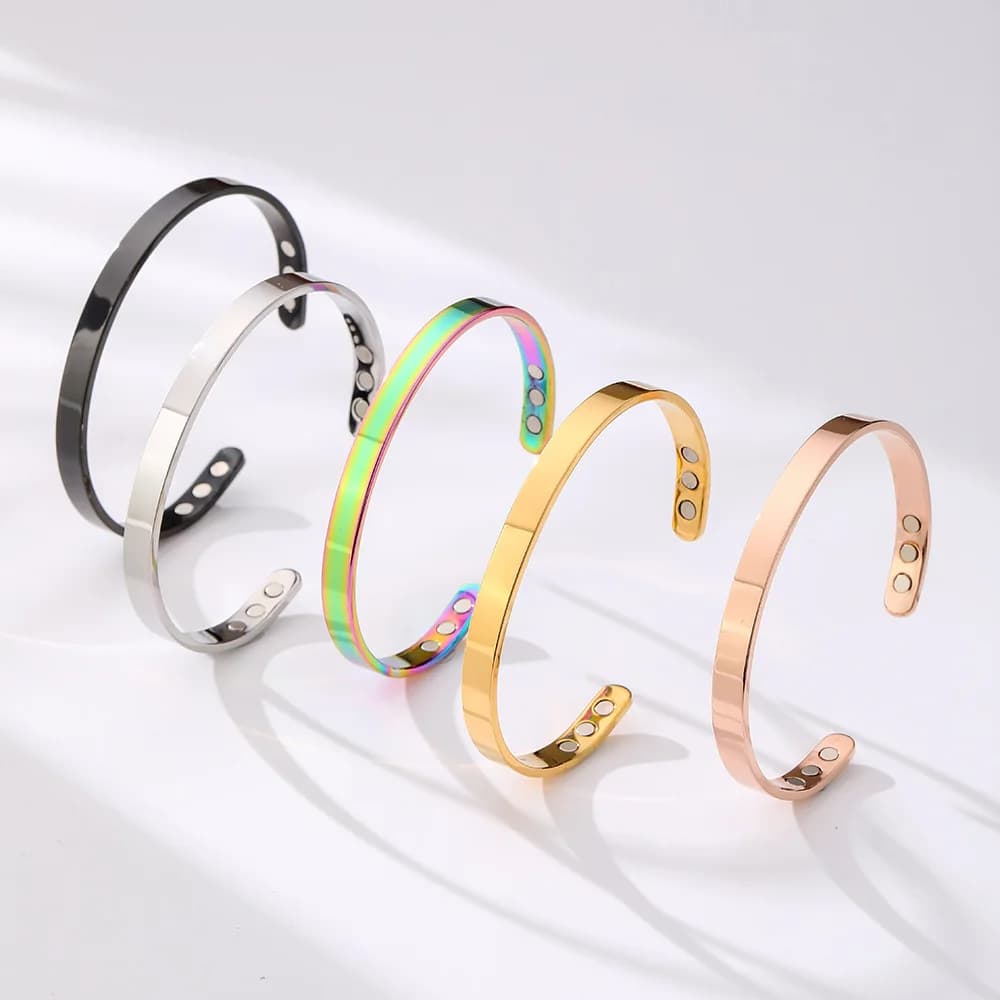 Titanium Steel Magnetic Bracelet Bangle for Men and Women, Copper Magnetic Bangle with Magnets, Adjustable Jewelry Gift