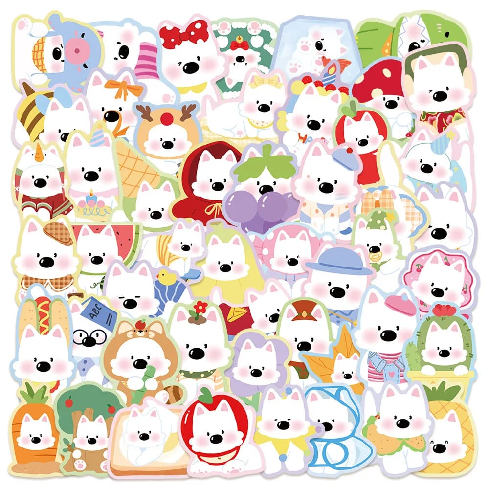 50 pezzi simpatici adesivi per cani West Highland White Terrier adesivi fai da te scrapbooking telefono bagagli skateboard decalcomania graffiti impermeabile