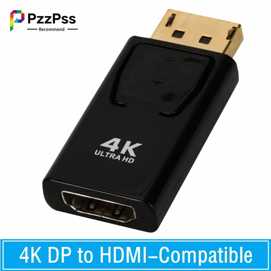 PzzPss cable adapter from DisplayPort 4K to HDMI compatible audio video converter compatible with 1080P DP to HDMI for PC Laptop