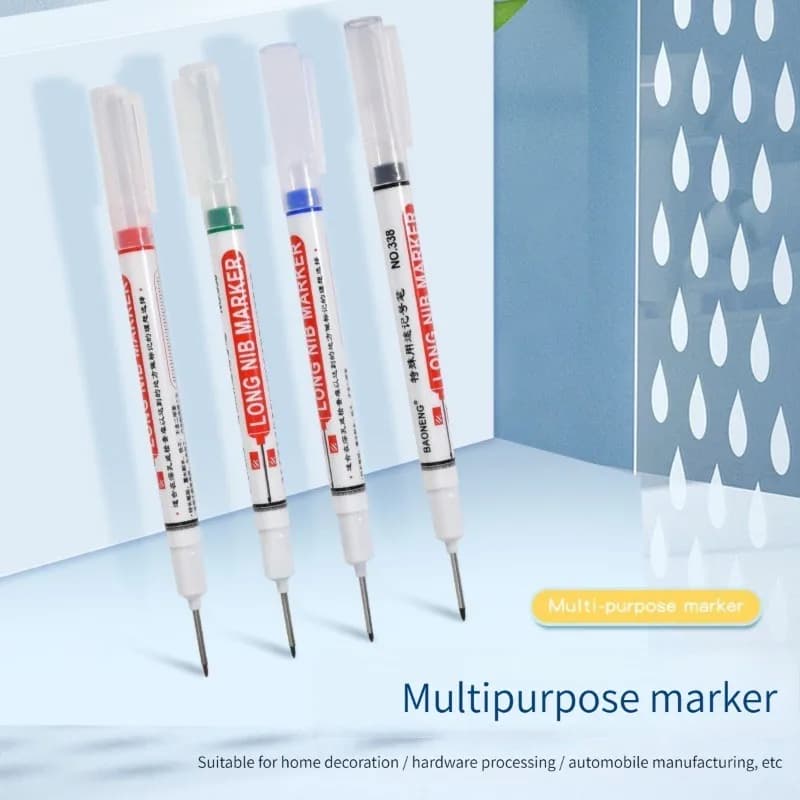 White Black Long Head Paint Marker Pens Multi-purpose Tile Bathroom Woodworking Waterproof Deep Hole Marker Pen 20mm 1/3Pcs/Set