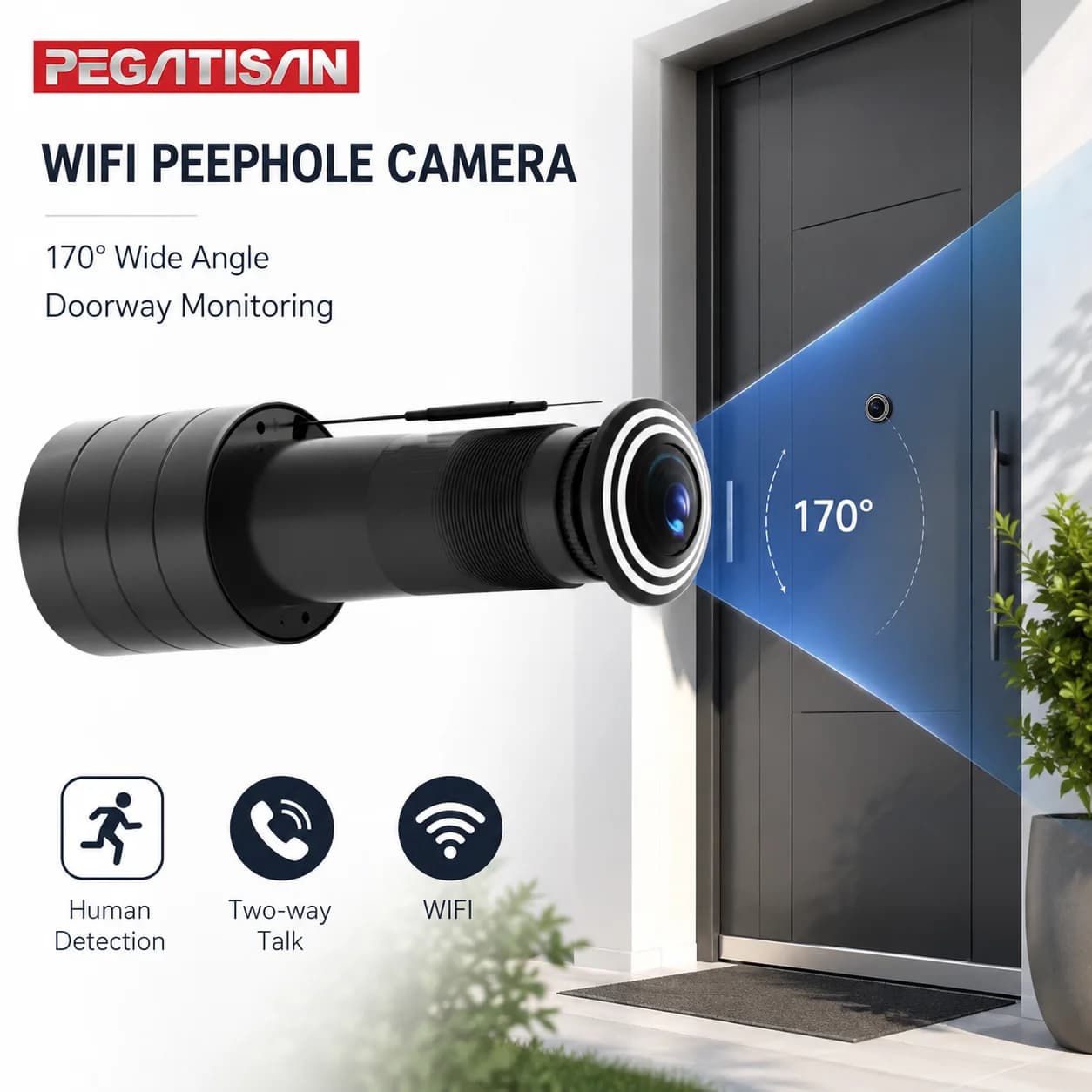 Telecamera Wifi da 2MP Tuya Smart Video Spioncino Telecamera Rilevazione movimento Visualizzatore porta Video-occhio Wireless Audio bidirezionale Cam di sicurezza domestica