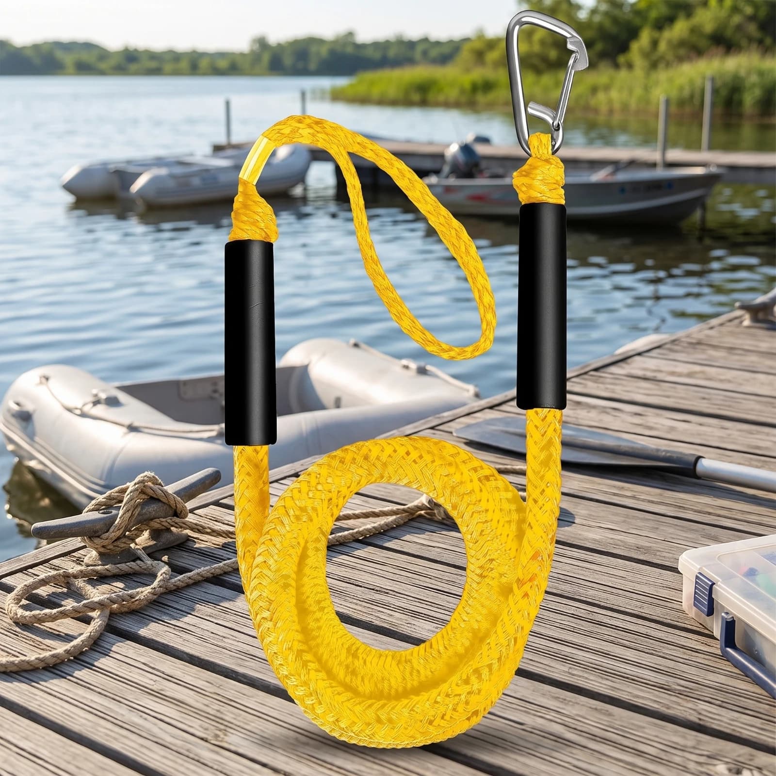 Bungee Dock Line Shock-Absorbing Dock Line with Snap Clip Elastic Mooring Rope Marine-Grade Bungee Cord with Snap Hooks