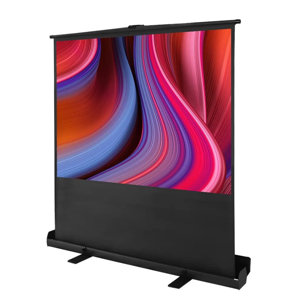Schermo per Proiettore Portatile Manuale 92 Pollici 16:9 HD con Design a Pavimento per Home Theater, Scuola e Ufficio