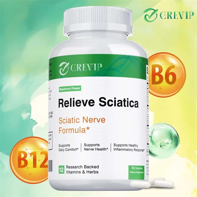 Supporto per la salute della sciatica - Integratore per sollievo dalla sciatica, complesso di vitamina B - Salute del nervo, formula antinfiammatoria e di supporto nervoso