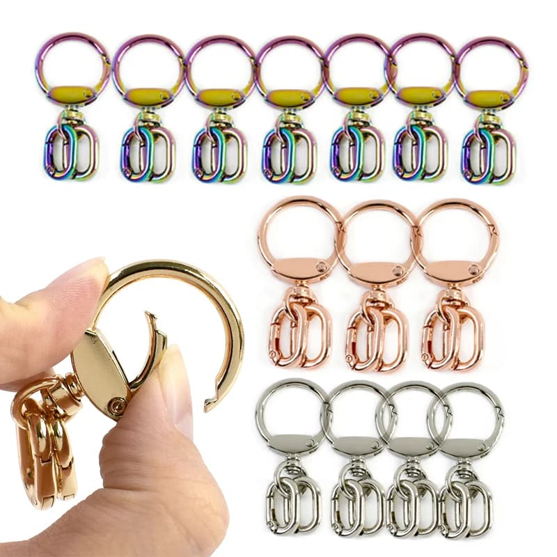 2/5 Set Moschettoni Girevoli a Grilletto per Borsa, Fibbie Metalliche, Portachiavi, Moschettone a O, Gancio a Molla, Anelli Portachiavi, Accessori