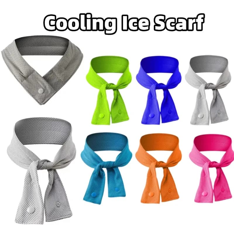 Reusable Cooling Ice Neck Towel for Outdoor Sports, Quick Dry Breathable Cold Scarf with Adjustable Snap, Summer Heat Relief