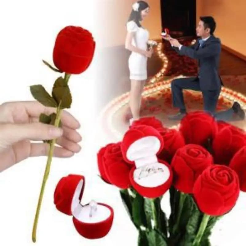 【Divertente】Scatola Portagioie a Forma di Rosa Rossa, Creativa Scatola per Anello di Proposta, Romantica Scatola per Anello di Fidanzamento, Confezione Regalo per San Valentino