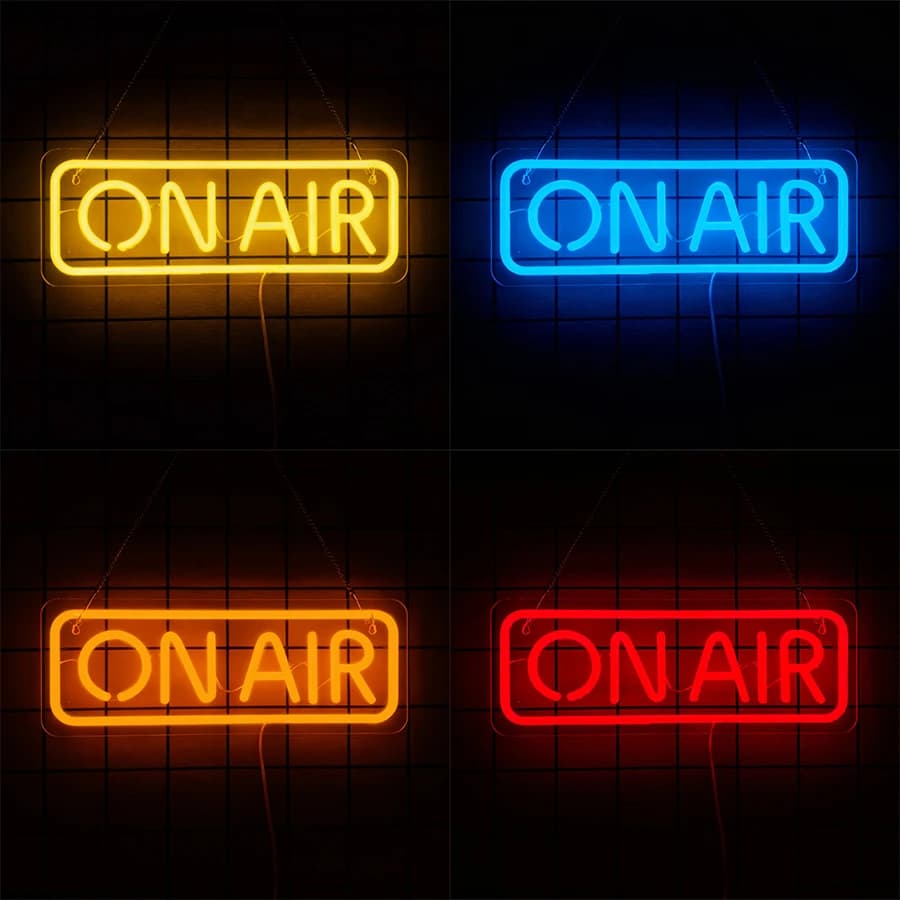 Insegna al neon a LED On Air, adatta per Tiktok, Youtube Gamers Live Decor, studio, camera da letto, sala giochi, luci per insegne per studi di registrazione.