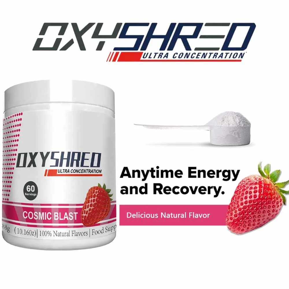 OxyShred pre-workout powder - Pre-workout powder with glutamine L and acetil L Carnitine, Energy Boost drink - Cosmic Blast