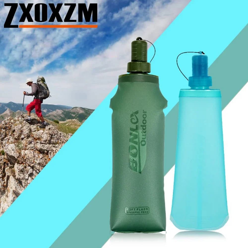 1 soft water bottle in TPU leak proof folding, lightweight portable reusable for running, hiking, cycling, hydration package
