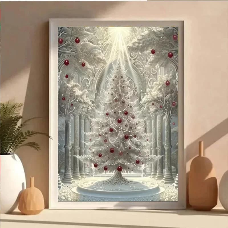 AB Diamond DIY Diamond Painting Kit, featuring a white Christmas tree design, is ideal for adults and beginners.