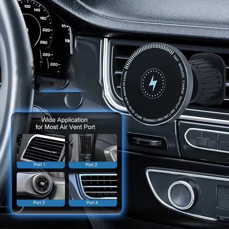 UYUXIO 15W Magnetic Wireless Car Charger Adapter Quick Charging Aire Vent Car Phone Holder with Magnet for iPhone 17 16 15