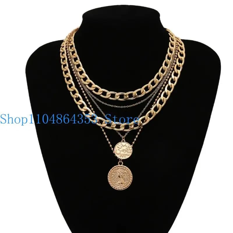 652F Elegant Layer Circular Pendant Necklace Sturdy Alloy Jewelry Portable Versatile for Casual or Formal