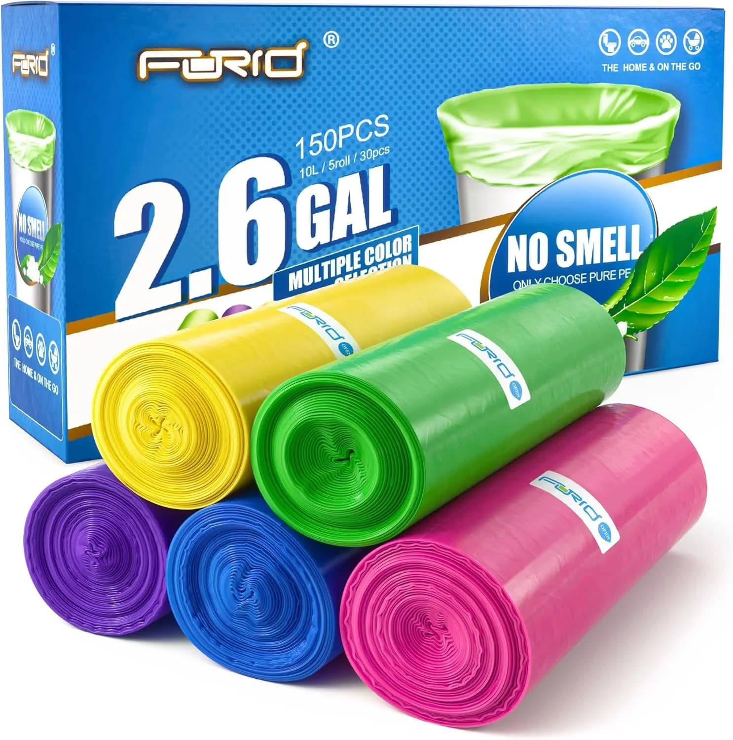 Sacchetti per la Spazzatura da 2,6 Galloni per Bagno, Sacchi per Rifiuti Extra Spessi Senza Profumo per Casa, Ufficio, Camera da Letto, Confezione da 150 Sacchetti