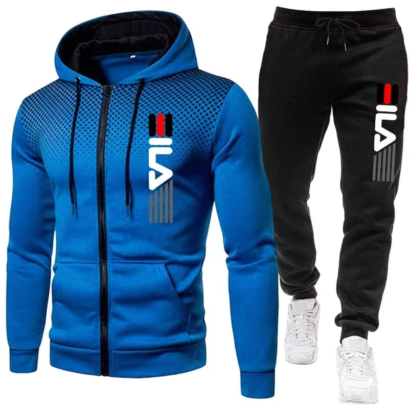 Completo Sportivo Uomo Autunno Inverno 2026: Giacca con Cappuccio e Zip, Pantaloni da Corsa, Tuta Casual da Palestra e Allenamento, Set 2 Pezzi