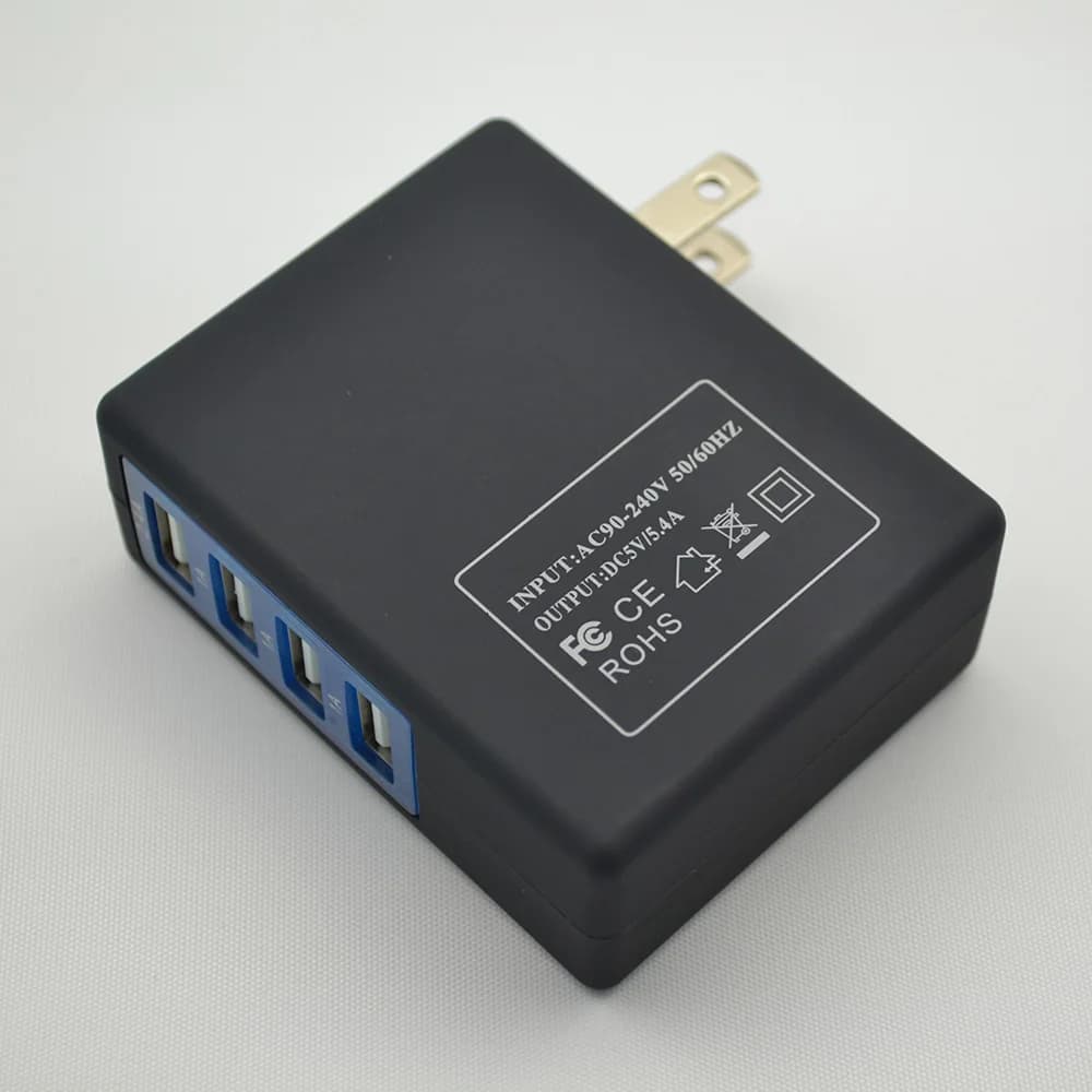 Caricatore per cellulare 4 USB 5.4A, caricatore da viaggio universale, adattatore da parete per dispositivi iPhone, Huawei, Xiaomi, Pad.