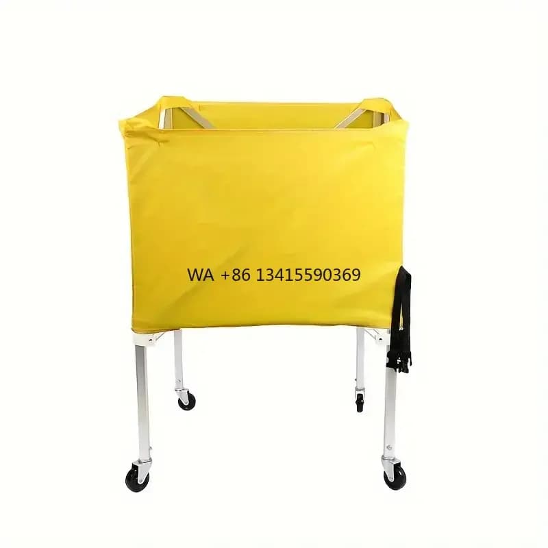 Foldable portable ball trolley for loading football, basketball, volleyball