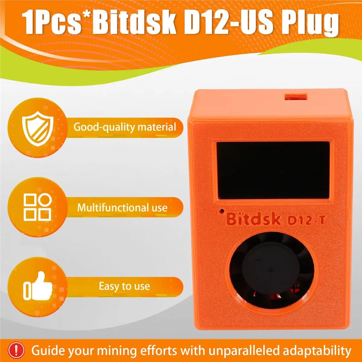 Bitdsk D12 200Gh/S Bitcoin ASIC BTC Miner Solo Lottery Miner con Display Intelligente e Spina USA