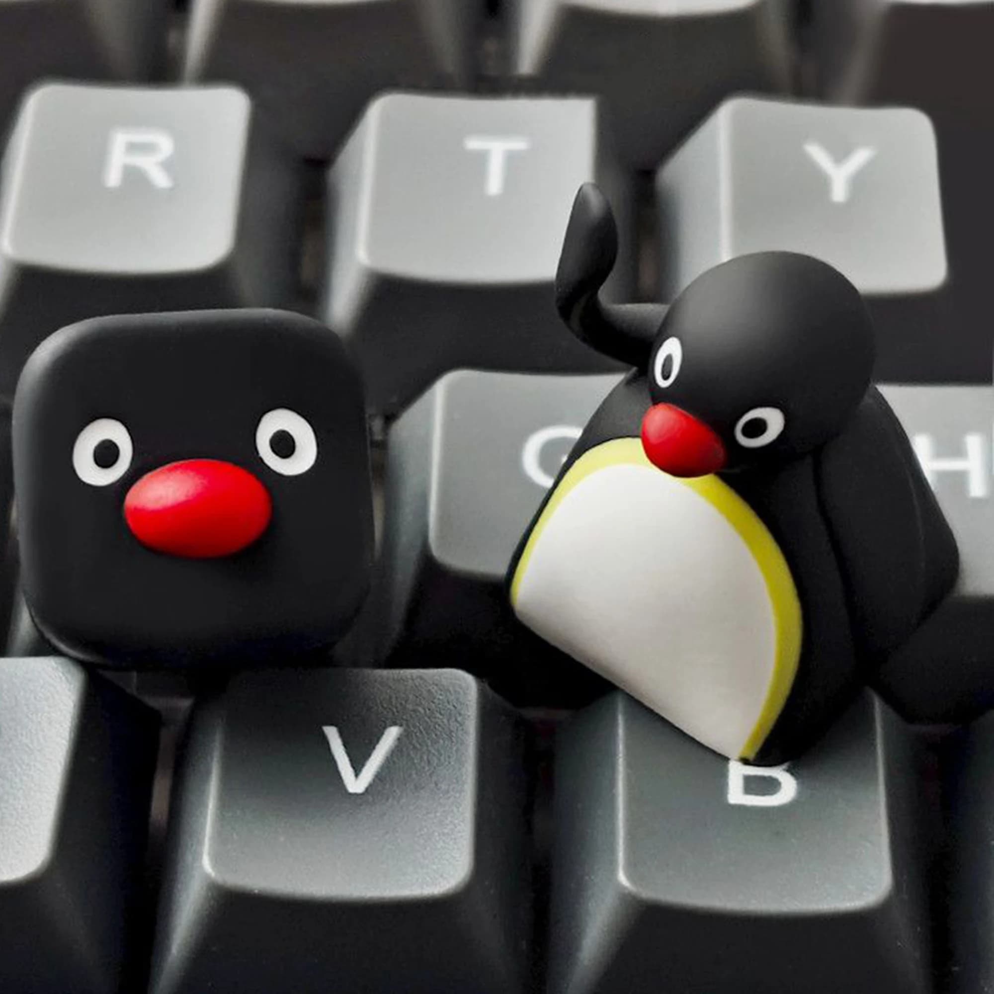 1 pz. Tastiera meccanica MX personalizzata con keycap in resina a forma di pinguino, creativo e personalizzabile fai da te