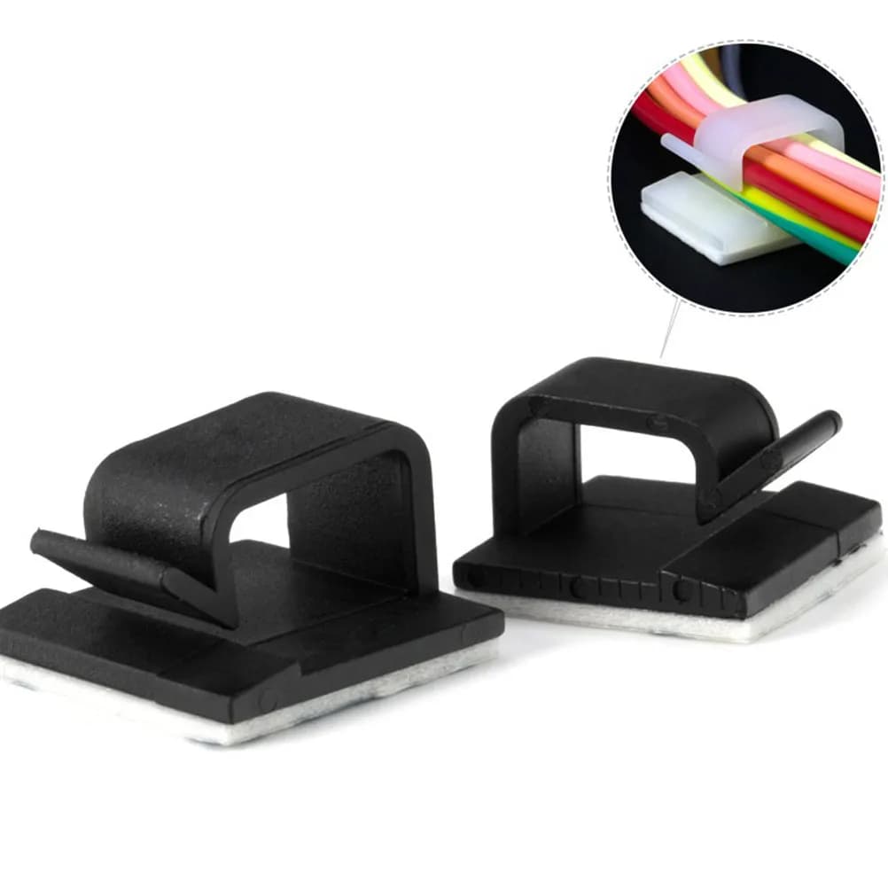 50 fermacavi adesivi 14x16x5,2 mm per l'organizzazione di cavi su scrivania, mobile TV, neri, strumento per la gestione dei cavi, fissacavi