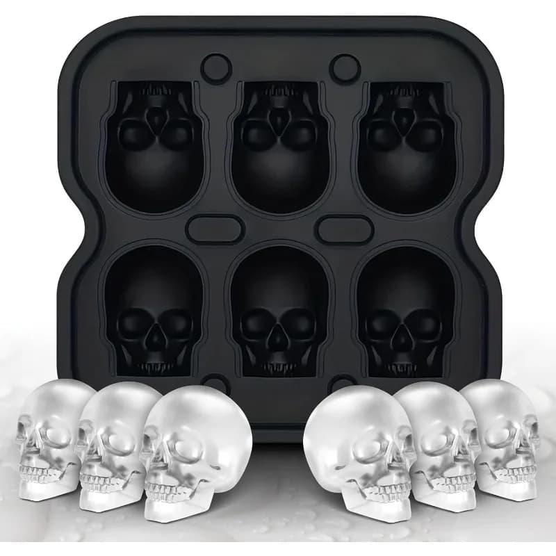 Stampo per Sfere di Ghiaccio a Forma di Teschio, Senza BPA, in Silicone Flessibile 3D, Vassoio per Cubetti di Ghiaccio Fai-da-Te, per Cocktail a Tema Horror di Halloween