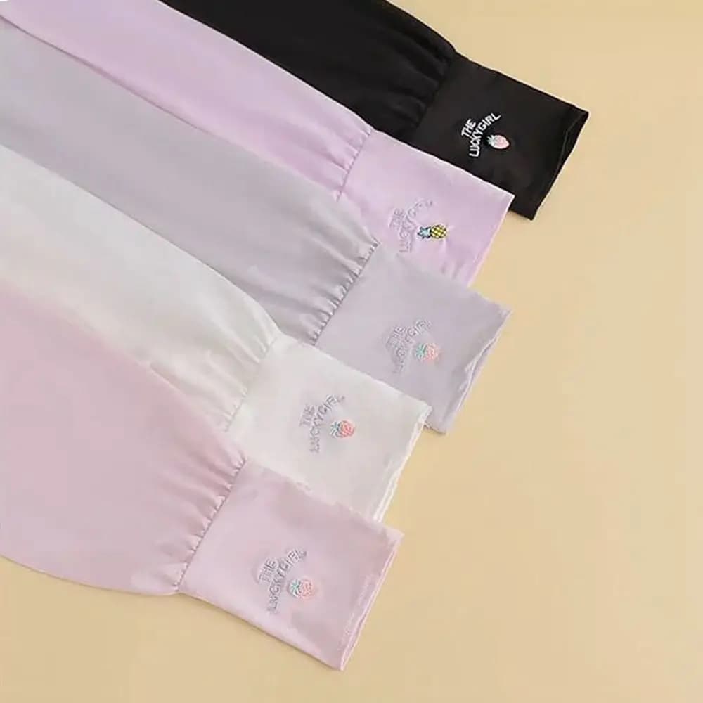 Simple long ice silk gloves with sunscreen, polyester fiber, non-slip, for cycling