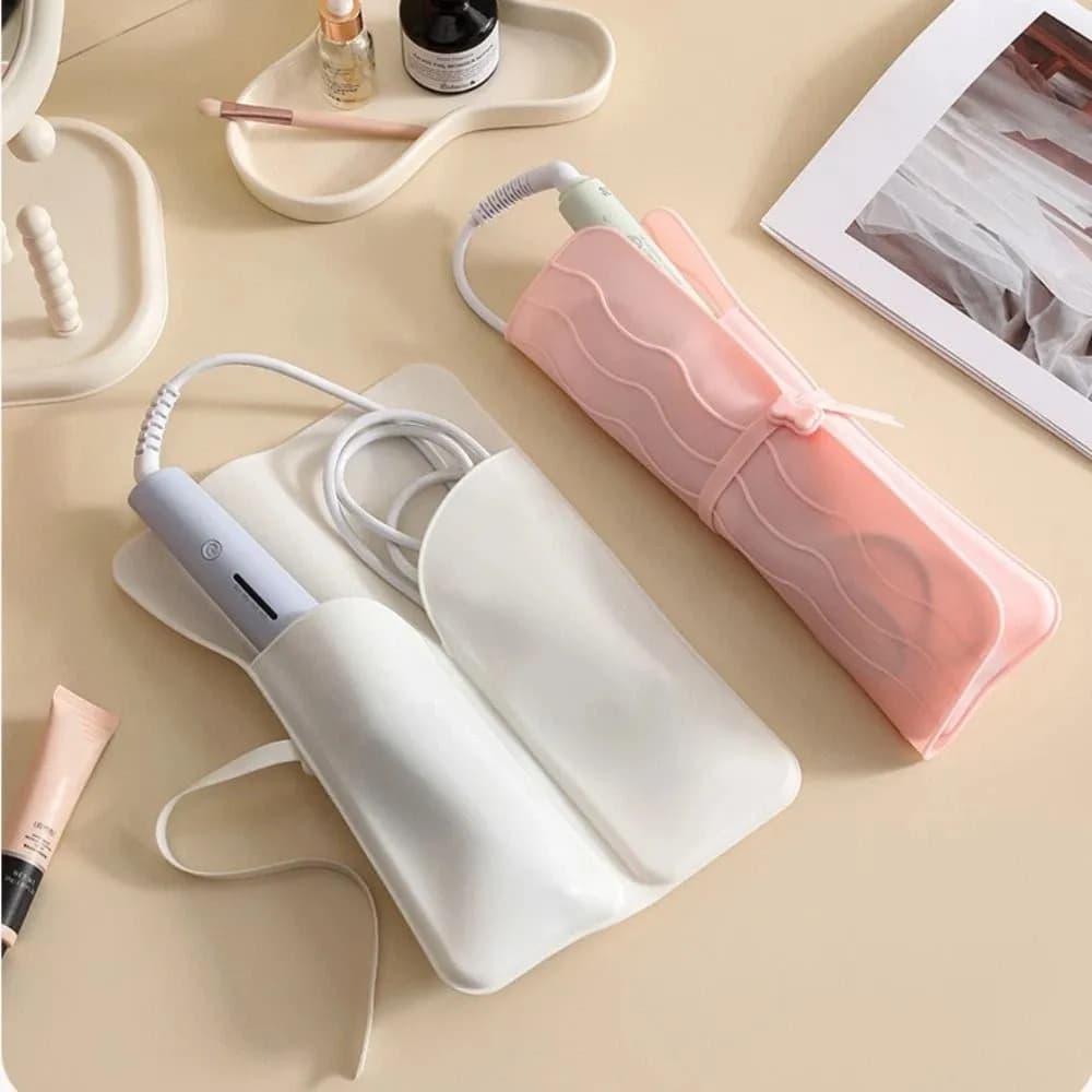 Multifunctional Iron Curtain Cover Bag for Silicone Hair Iron Thermal Protection Cover for Permanent Hair Sticks