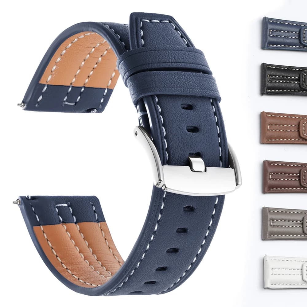 22mm Retro Calfskin Leather Strap for Huawei for Seiko Watch Band Sport Quick Release Bracelet Women Men Replacement Watch Bands