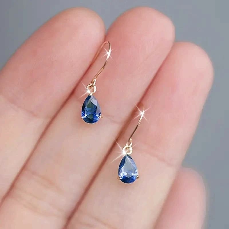 Orecchini a goccia blu con zirconi, stile corte francese, eleganti, semplici, lussuosi, classici, gioielli.