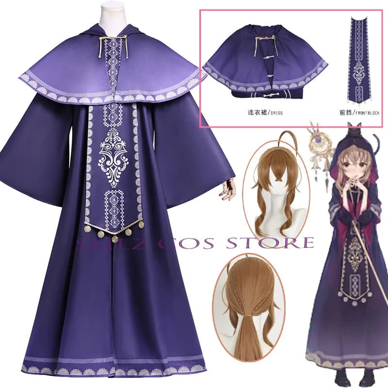 Monica Everett Cosplay Wig Anime Silent Witch Cosplay Costume Monica Cloak Dress Wig Uniform Halloween Party Carnival Suit