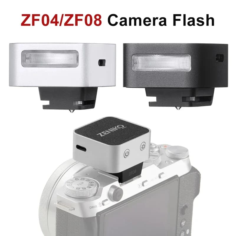 ZENIKO ZF04 ZF08 Mini Retro Flash Universale Hot Shoe Fotocamera Flash Luce per Fuji XT5 X100 XM5 Sony ZVE10 A7M4 Nikon Z30 Canon R8