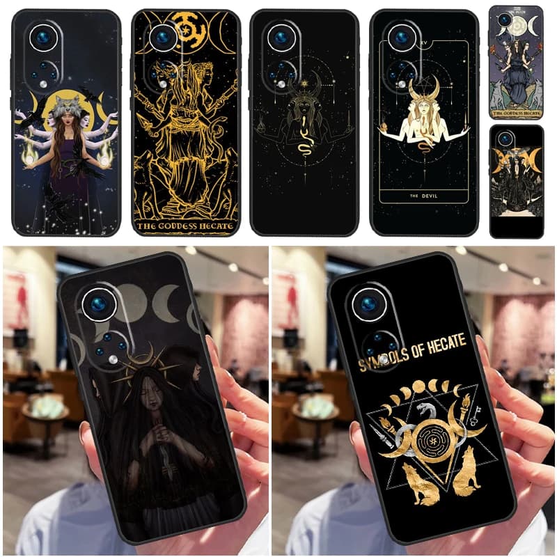 Custodia per tarocchi Triple Moon Goddess Hecate per Honor 70 50 X7 X9 X8 Cover per Huawei P40 Lite P20 P30 Mate 50 Pro P Smart 2019