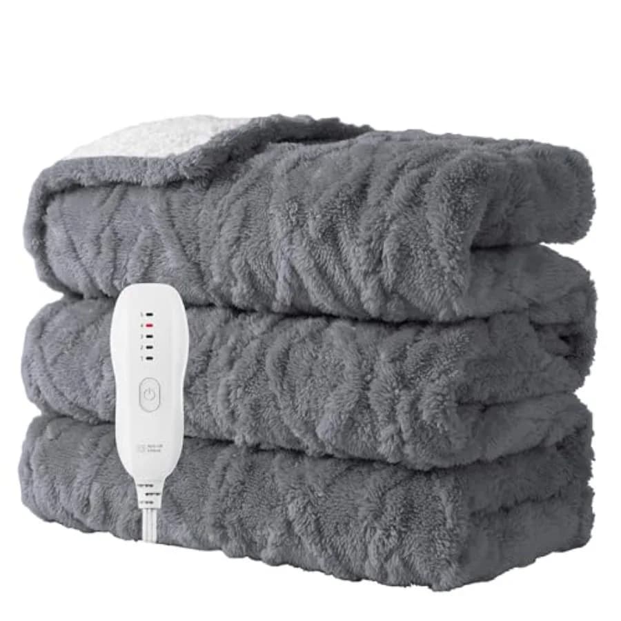 Coperta Riscaldante Elettrica 50"x60" Morbida Coperta Termica con 5 Livelli di Riscaldamento e Spegnimento Automatico dopo 3 Ore, Lavabile in Lavatrice