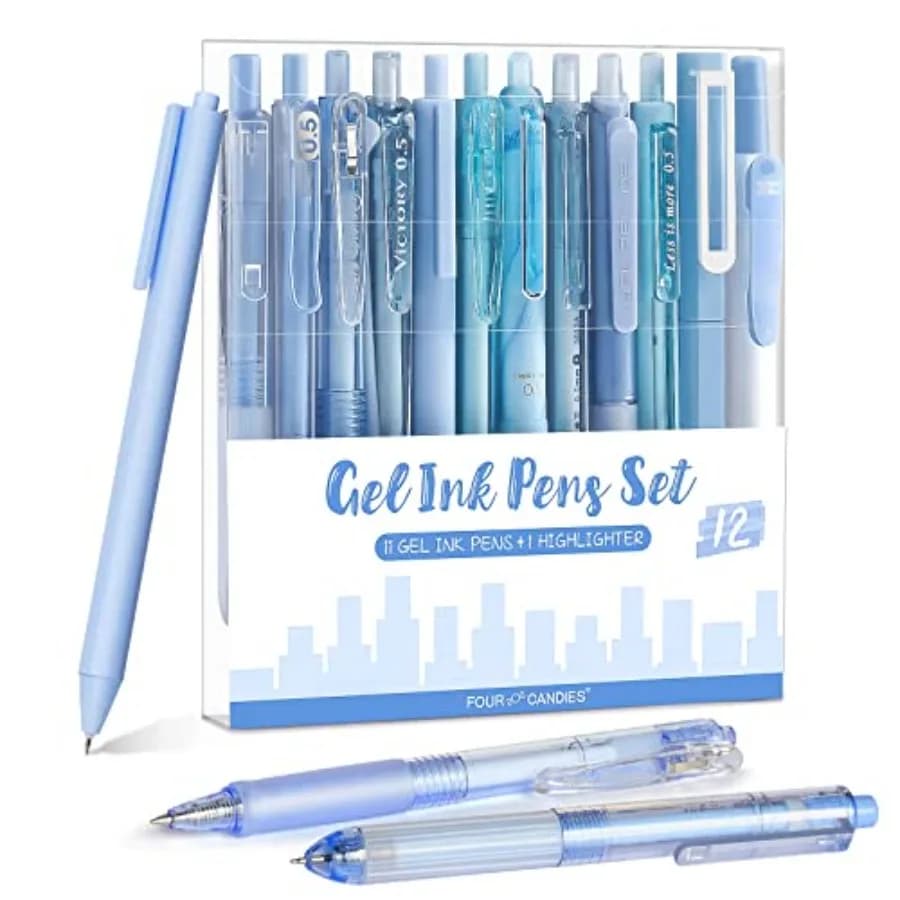 Ocean Series Gel Pens, Black and Blue Ink Journaling Pens with 0.5 mm Fine Point, Cute School Office Supplies Aesthetic Desk Ac