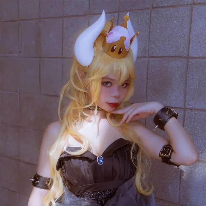 NewBowsette Koopa Hime Principessa Cosplay Corna Kuppa Womanize Corona Parrucchino Copricapo Costume di Halloween Puntelli Handwo3;f'6,c;7.y;