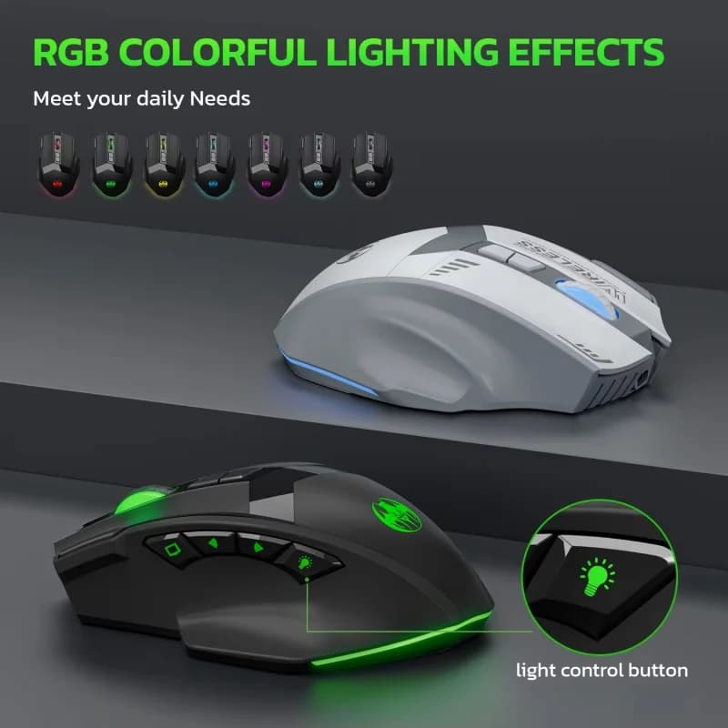Mouse meccanico dual mode Mouse Bluetooth wireless 5.1 + 2.4G Mouse portatile ricaricabile Mouse da gioco ergonomico per computer 4800 DPI
