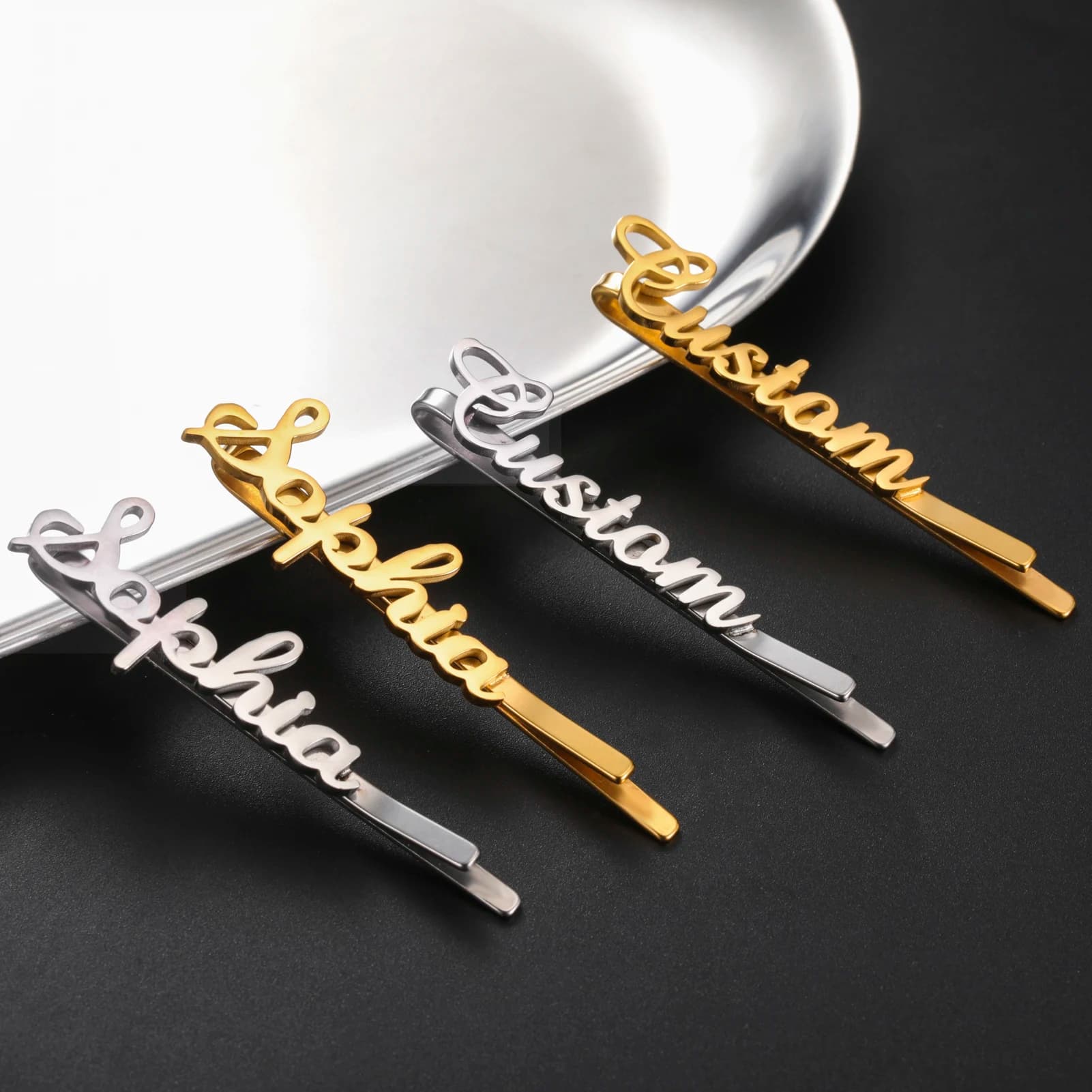 Sipuris Custom Name Hairpins Stainless Steel Hair Clips Custom Hair Clips Women's Jewelry Letters