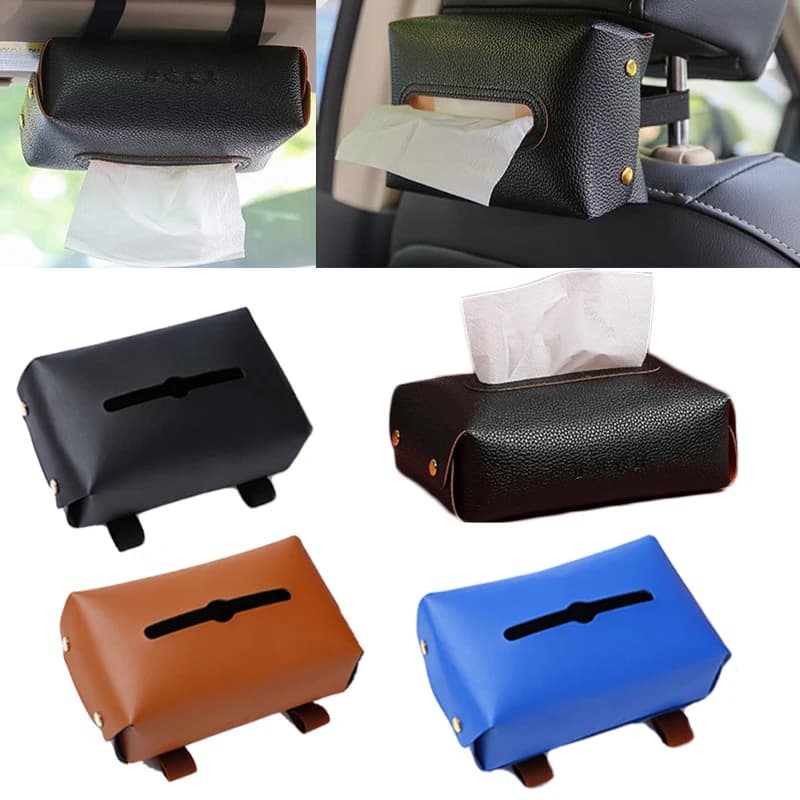 Porta Fazzoletti per Auto, Organizzatore per Bracciolo Auto, Porta Tovaglioli per Bagno, Contenitore per Fazzoletti in Pelle PU