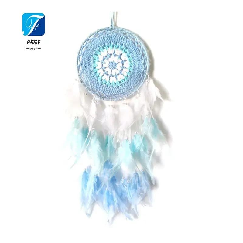 A55F-Dream Catcher Blue Dream Catcher For Bedroom Handmade Dreamcatcher Ornaments For Bedroom Wall Hanging Blessing Gifts