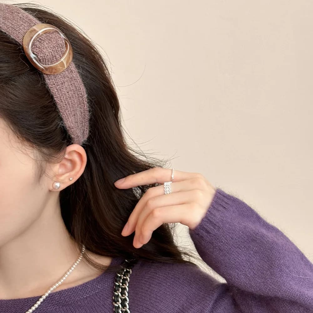 Fascia per capelli circolare in stile coreano alla moda, ultra larga in filato di lana, accessorio per capelli da donna, graziosa fascia per capelli, regalo