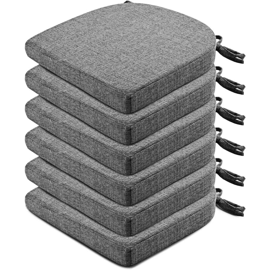 Chair Cushions for Dining Chairs 6 Pack - Kitchen Chair Cushions with Ties and Non-Slip Backing - Dining Chair Pads 16"X16"X2"