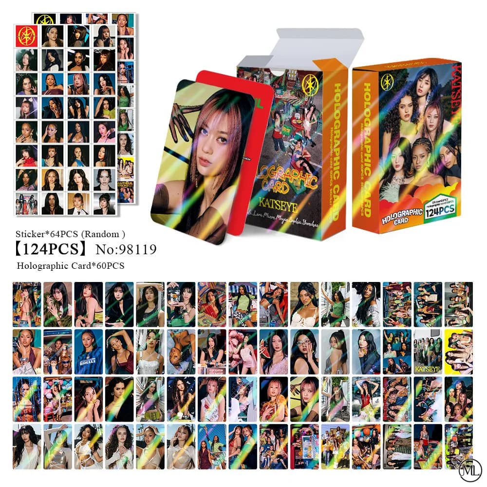 92Pcs/Set Kpop Idol KATSEYE New Album BEAUTIFULCHAOS Lomo Cards LARA DANIELA HD Printd Photocards Stickers MANON MEGAN Fans Gift