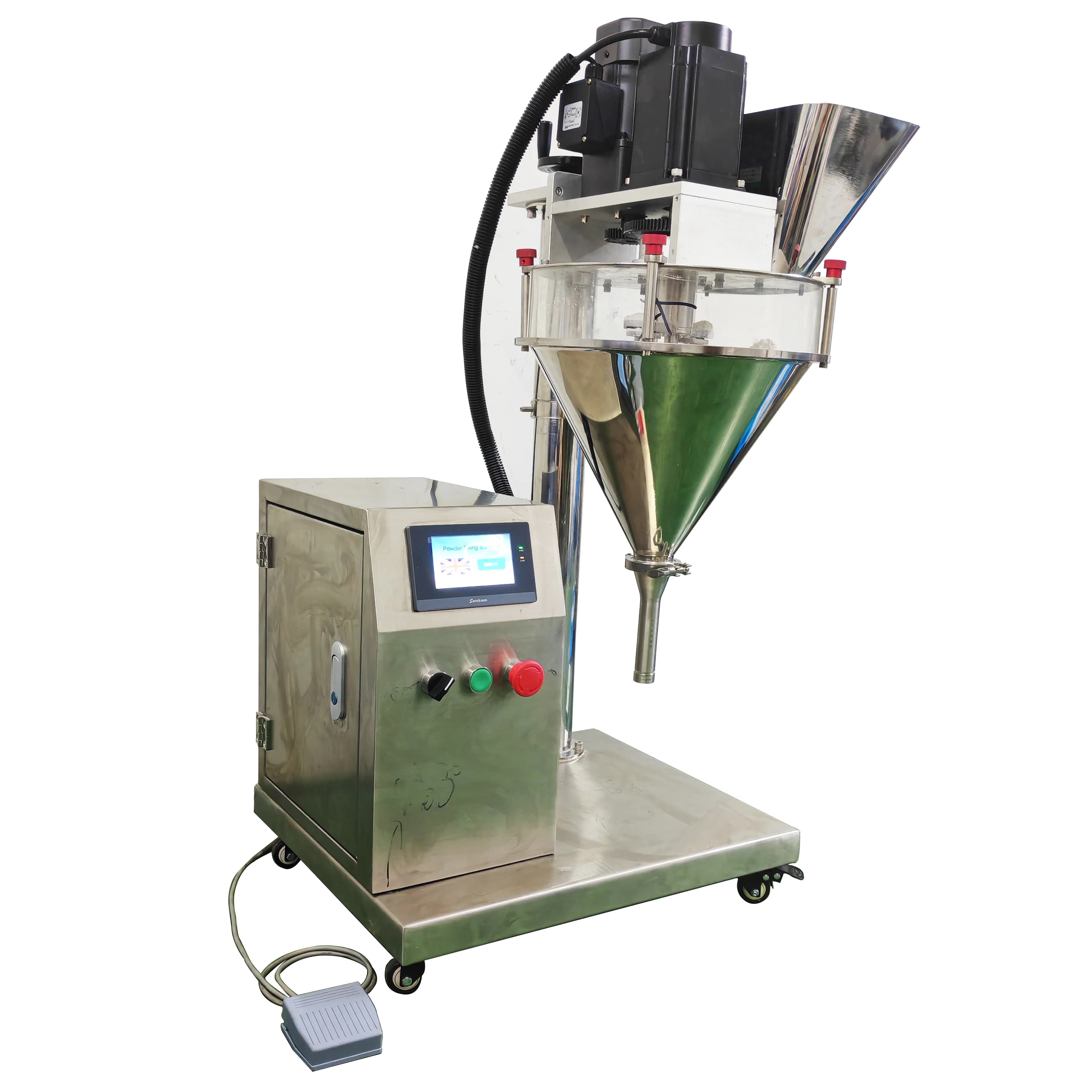 Small vertical dry dust filler table auger augmentation bag glass for curcuma protein talc spiral screw gear bag