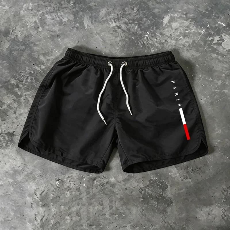 New Arrival Men Board Shorts Paris Print Summer Beach Casual Fashion Surfing Shorts Gym Fitness Running Cycling Shorts 9 Colors