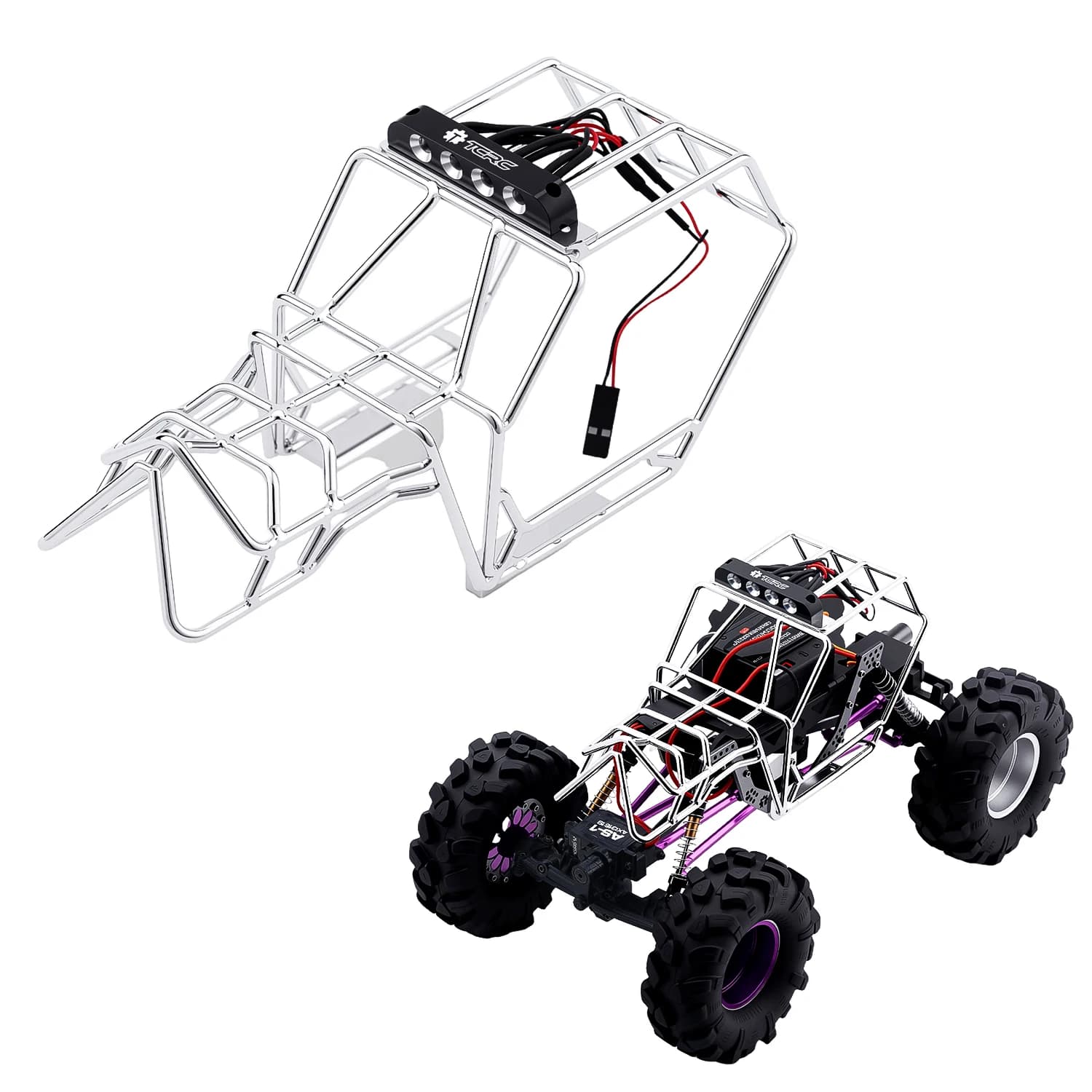 Guscio carrozzeria in metallo TCRC con supporto per lampada LED in alluminio per aggiornamento 1/24 Axial AX24 XC-1