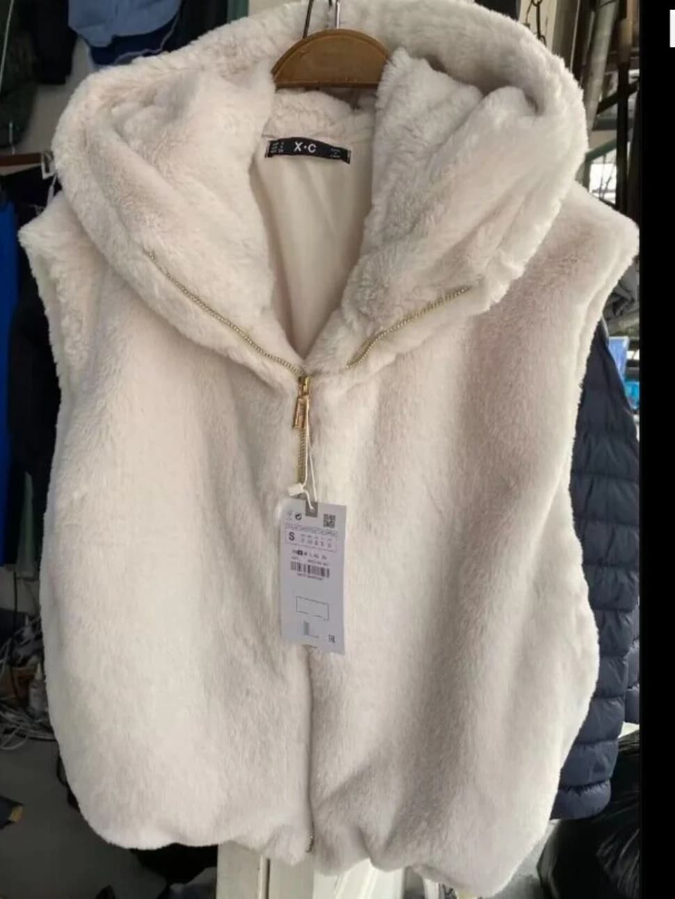 Autumn Winter New Loose Women's Zipper Hooded Furry Vest Anti-Aging Svel Top Pure Color Versatile Sle Regular Length