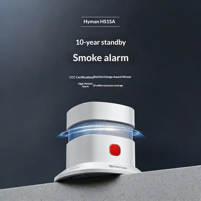 Rilevatore di fumo domestico indipendente, rilevatore di fumo per cucina, facile da installare e con batteria a lunga durata.