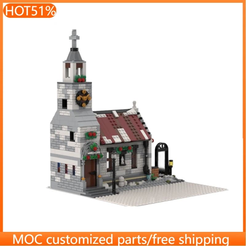 868 PCS Cathedral 10291 Winter Village Church MOC Customize Modular Building Block Kids Educational Brick DIY Holiday Toy Gifts