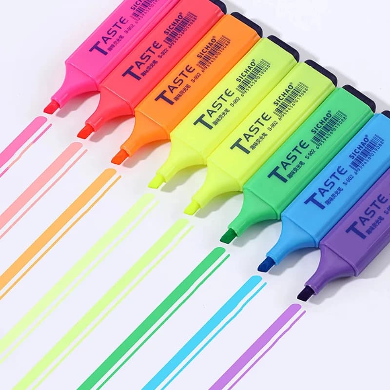4/6/8 colori evidenziatori punta obliqua penne fluorescenti a prova di sbavature per regalo per studenti materiale scolastico di cancelleria per ufficio artistico